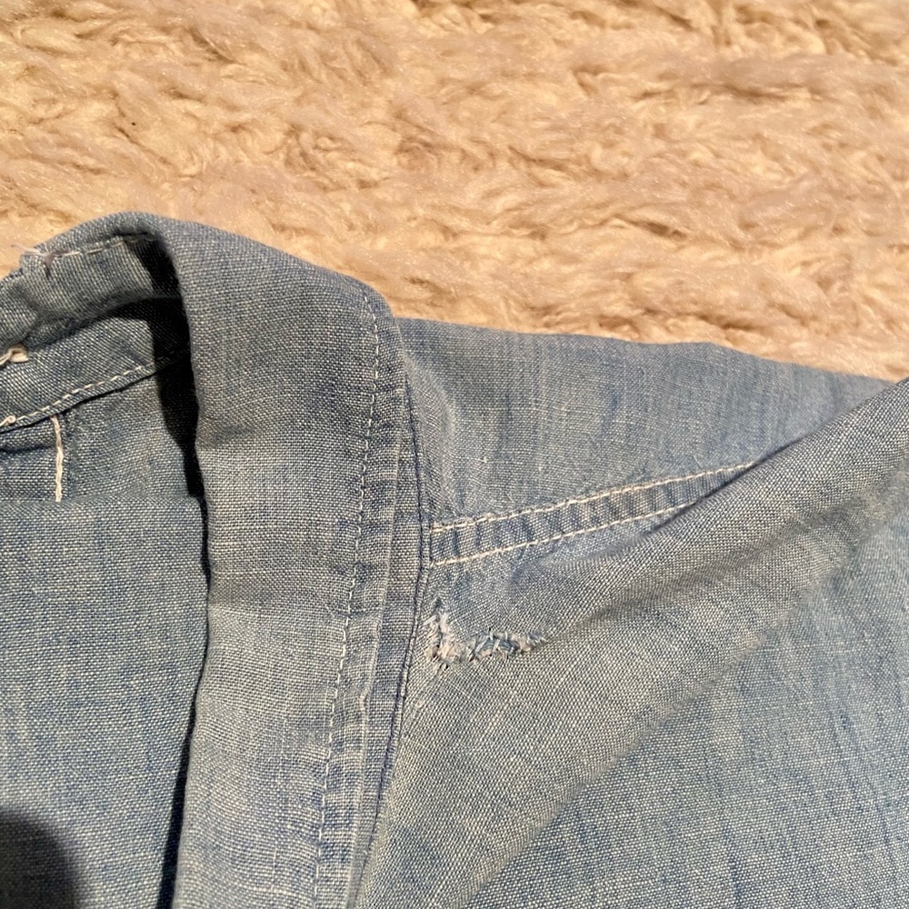 Vintage Men’s 40s 50s Prison Chambray Shirt Jail Workwear Denim Jeans Jacket - Picture 8 of 8